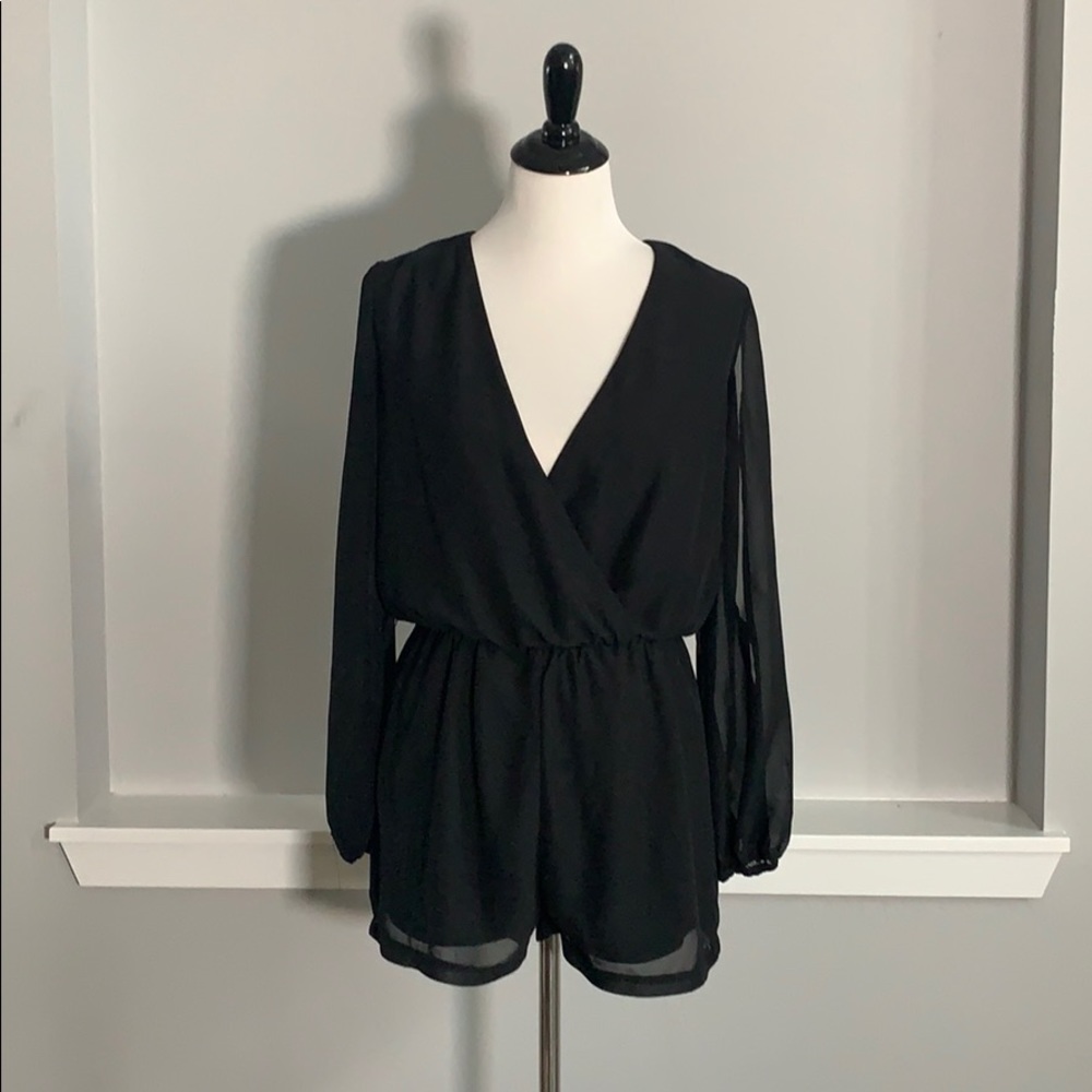 Little Black Romper, with Longsleeve Sheer Arms